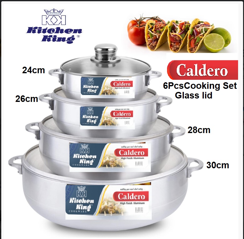 KK  Metal-Finish Caldero Pots Set (Induction) (Glass Lid) (24-26-28-30 CM)